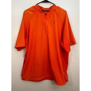 Adidas L Triple Stripe Short Sleeve Batting Jacket Vented Baseball Orange